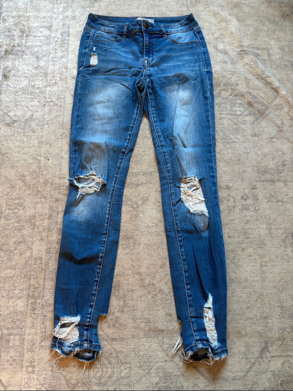 refuge Distressed Dark Wash Skinny Jeans